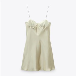 ZARA green satin mini dress